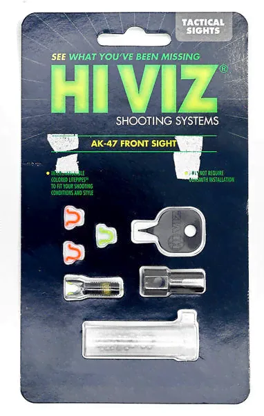 HiViz мушка для АК (Сайга, Тигр, Вепрь) в комплекте 2 зеленых и 2 красных оптволокна